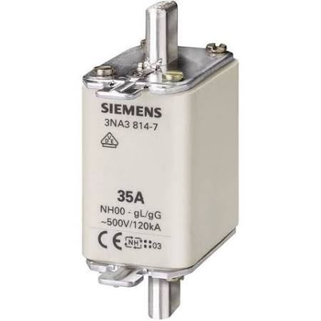 Siemens LV HRC fuse smeltpatroon (mes), NH00 125A 500V, gL/gG (kabel- en geleiderbescherming), bovenkenmelder