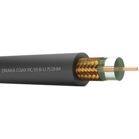 Draka coaxkabel 75Ohm, 0.59mm, ijzer, massief, buiten: 3.7mm, koper, vlechtwerk, zwart, PVC, HD-PE, Eca