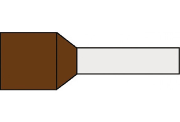 Klemko adereindhuls, 10mm2, hulslengte 12mm, geïsoleerd, koper, vertind, bruin