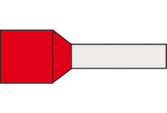 Klemko adereindhuls, 1mm2, hulslengte 8mm, geïsoleerd, koper, vertind, rood