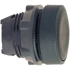 Schneider-Electric ZB5 frontelement plastic, pulsdrukknop, vlakke lens, kleur Zwart, front rond, 22,5mm inbouw, frontring zwart