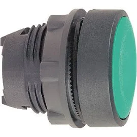 Schneider-Electric ZB5 frontelement plastic, pulsdrukknop, vlakke lens, kleur Groen, front rond, 22,5mm inbouw, frontring zwart