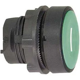 Schneider-Electric ZB5 frontelement plastic, pulsdrukknop, vlakke lens, kleur Groen, opdruk inchIinch(wit), front rond, frontring zwart