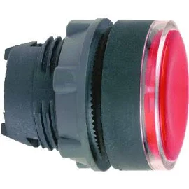 Schneider-Electric ZB5 frontelement plastic, pulsdrukknop, vlakke lens voor indicatieplaatje, kleur Rood, front rond, frontr. zwart