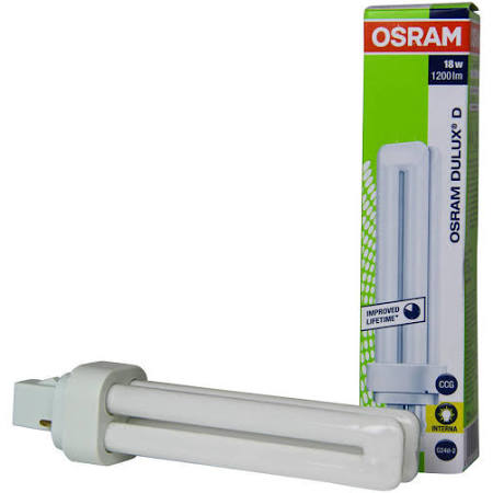 Osram compactlamp, 7W 2700K, 80-89 (klasse 1B), G23 (2-pins), 400lm, levensduur: 10000u, (DxL) 12x137mm, klasse A