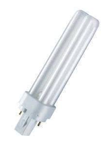 Osram compactlamp, 18W 2700K, 80-89 (klasse 1B), G24d-2 (2-pins), 1200lm, levensduur: 10000u, (DxL) 11x153mm, klasse A