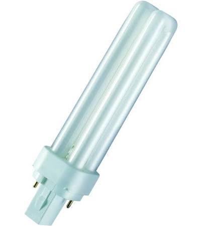 Osram compactlamp, 7W 3000K, 80-89 (klasse 1B), G23 (2-pins), 400lm, levensduur: 10000u, (DxL) 12x137mm, klasse A