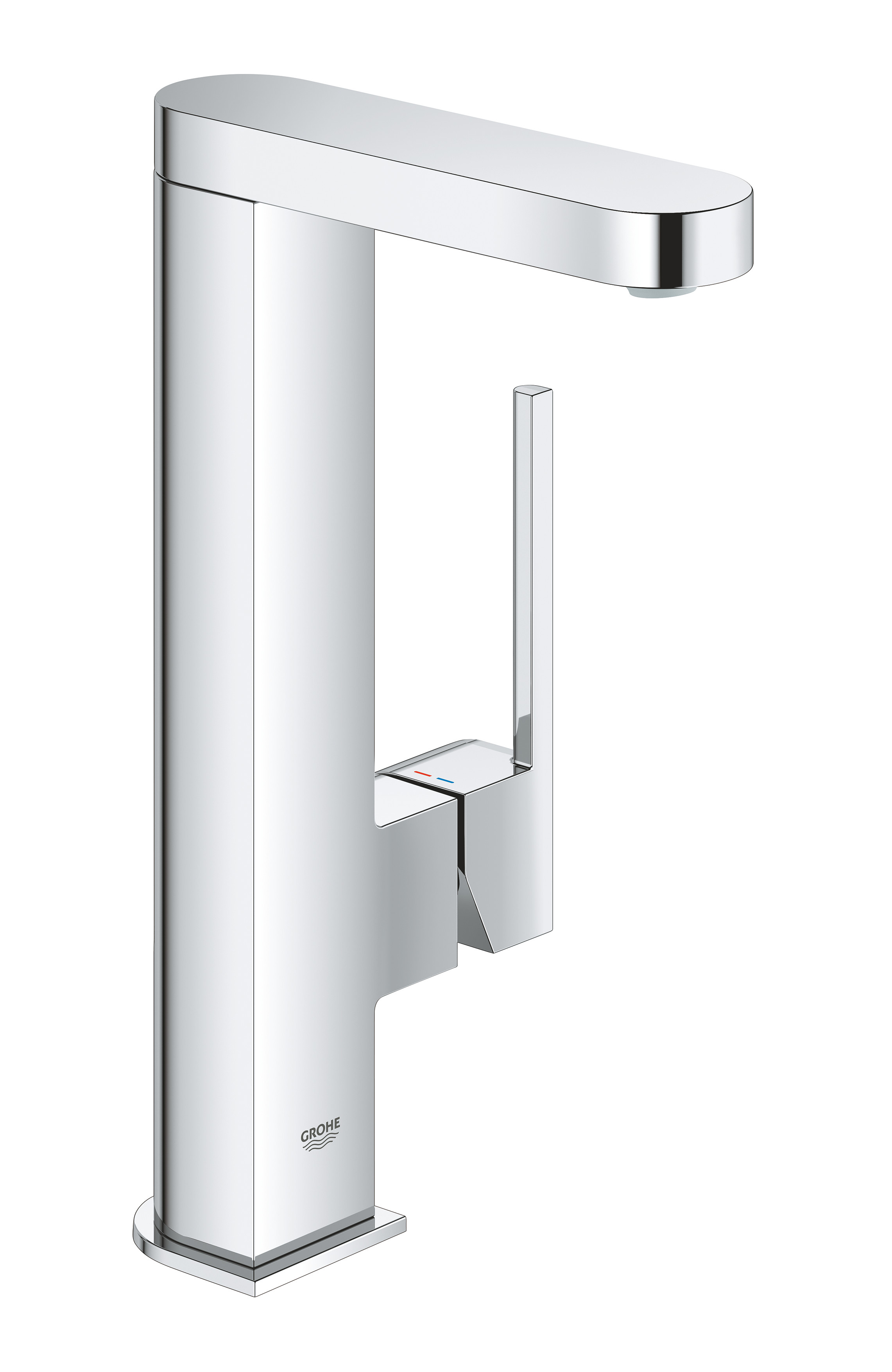 Grohe Plus, Wastafelmengkraan, L-size, PO waste, eengreeps, 1-gats, 253mm hoogte, 120mm uitloop, draaibaar, chroom