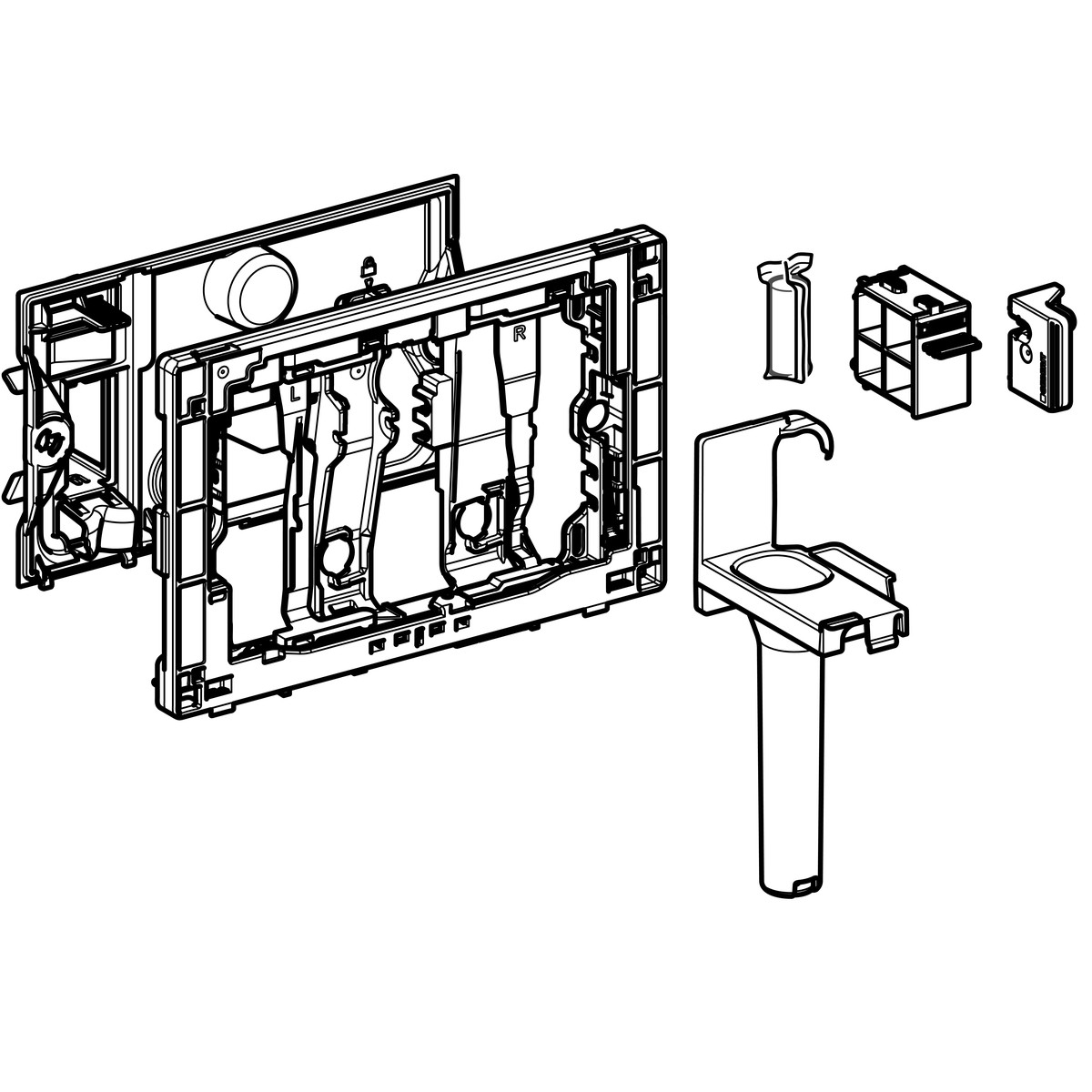 Geberit DuoFresh, onderdeel spoelreservoir, toiletblokhouder voor DuoFresh stick, voor Sigma 12cm inbouwreservoir, grijs