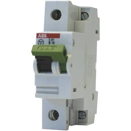 ABB HAF Hafomaat- installatieautomaat - 1-polig+N - 6kA/6kA - B-karakteristiek - 16A - 1.5 modulen, groene knop