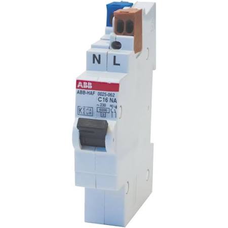 ABB HAF Flexomaat- installatieautomaat - 1-polig+N - 6kA/6kA - C-karakteristiek - 16A - 1 module