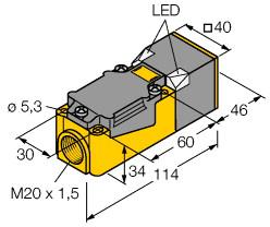 Turck BI15-CP40-VP4X2 ind sensor PNP 10-65VDC wissel Sn 15mm met aansluitklem 4-draads bondig