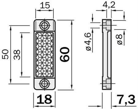 Sick reflector PL20, 15 x 38mm, 2 bevestigingsgaten
