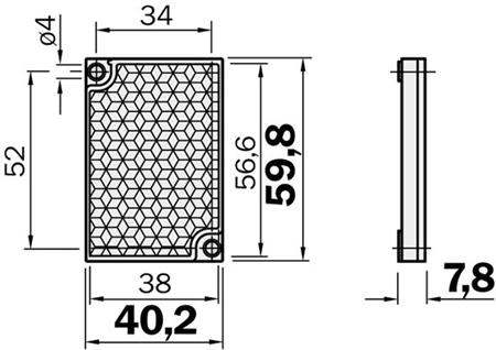 Sick reflector PL40, 37 x 56mm, 2 bevestigingsgaten