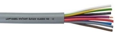 Lapp Olflex Classic 100 flexibele voedingskabel, klasse 5, Eca, 3x0.75mm, koper, kleur adercodering, geel/groen, mantel PVC grijs