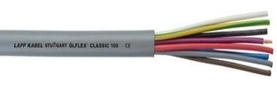 Lapp Olflex Classic 100 flexibele voedingskabel, klasse 5, Eca, 5x0.75mm, Koper, kleur adercodering, geel/groen, mantel pvc grijs