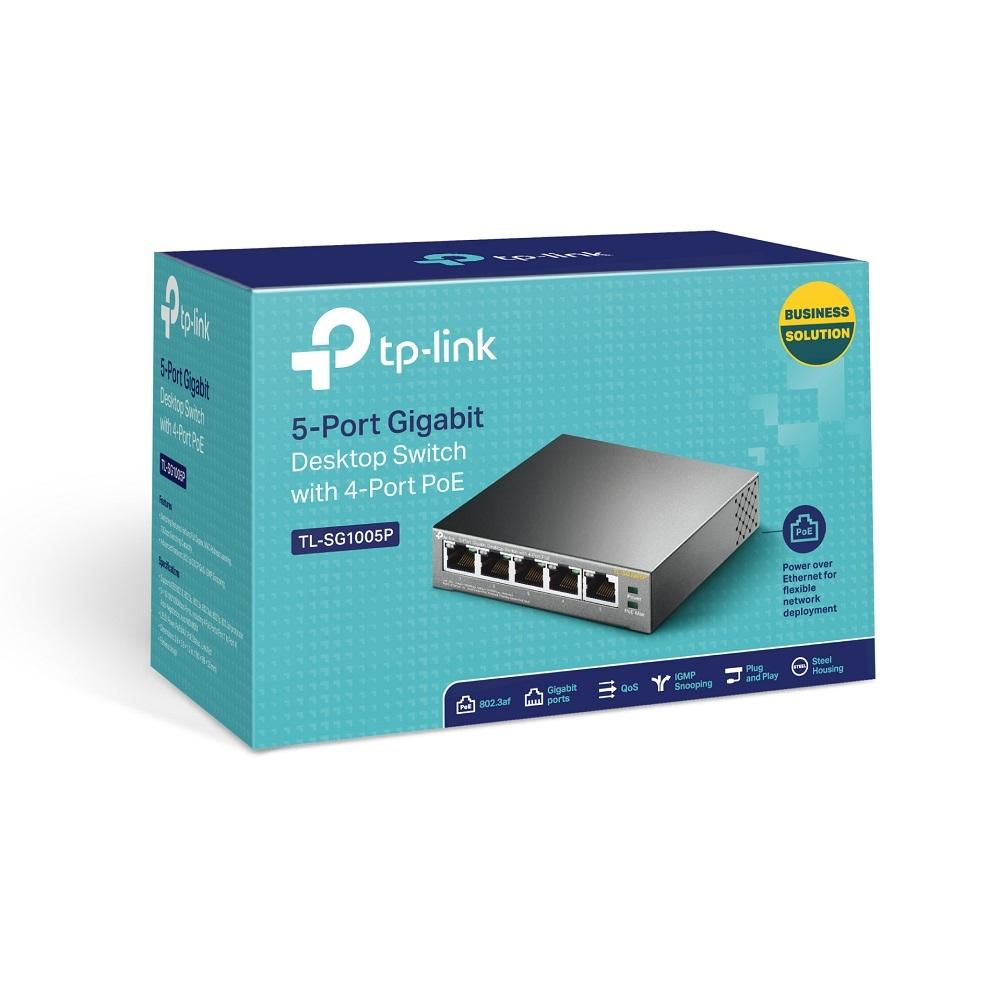 TP-Link Easy Smart Switch onbeheerd, 4 x 10/100/1000 (PoE) + 1 x 10/100/1000, desktop, PoE (56 W)