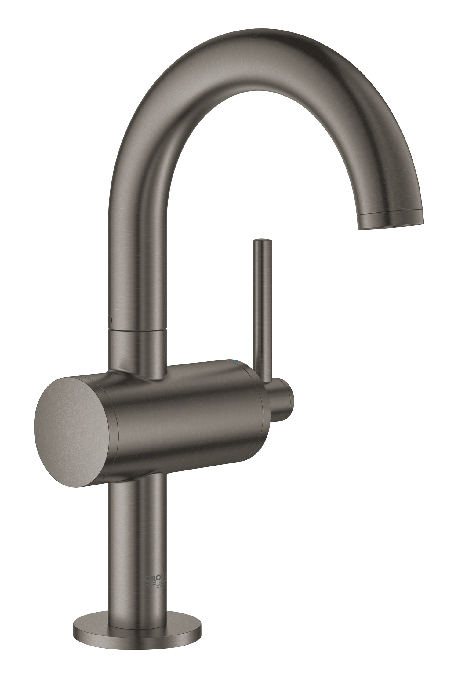 Grohe Atrio New, Wastafelmengkraan, M-size, PO waste, eengreeps, 1-gats, 234mm hoogte, 125mm uitloop, draaibaar, hard graphite geb