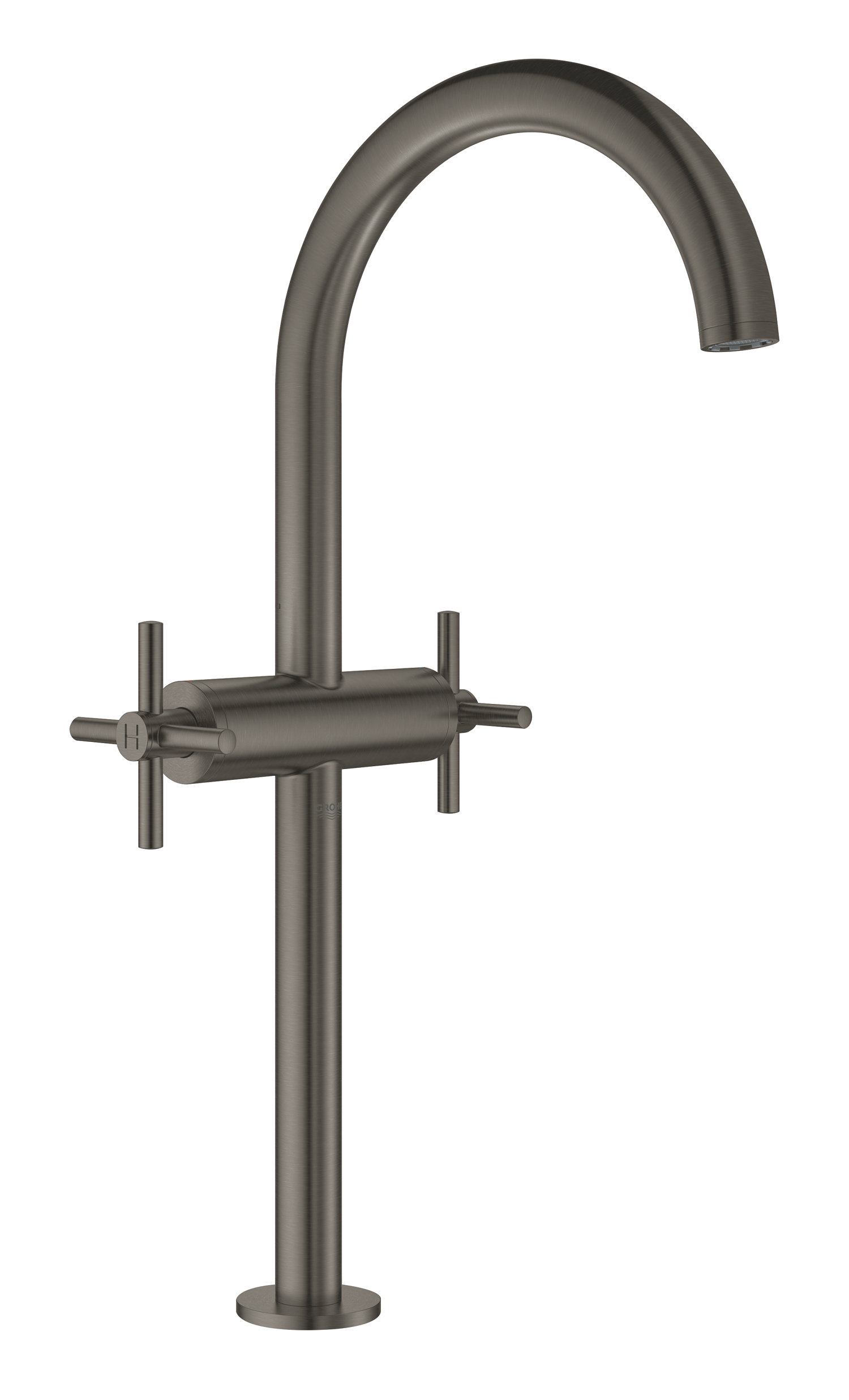 Grohe Atrio, Wastafelmengkraan, XL-size, PO waste, tweegreeps kruis, 1-gats, 420mm hoogte, 180mm uitloop, draai, hard graphite geb